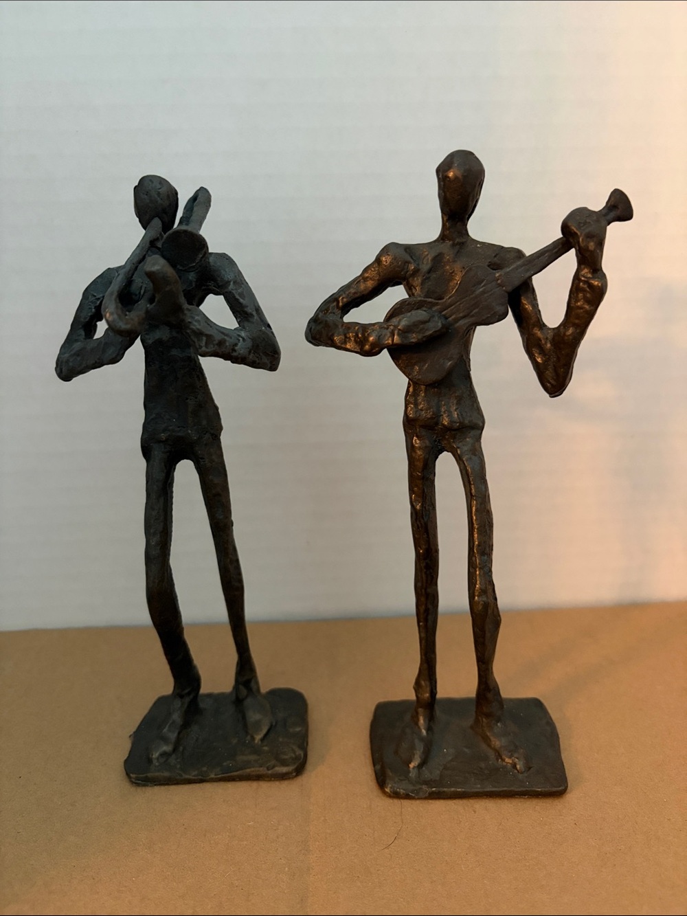 Bronze Tone Abstract Musician Sculptures - Pair